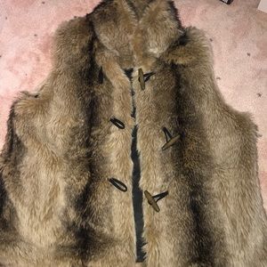 Fur button up vest